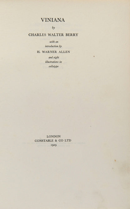 The signed limited edition printing of Berry's Viniana with eight colour illustratons. 