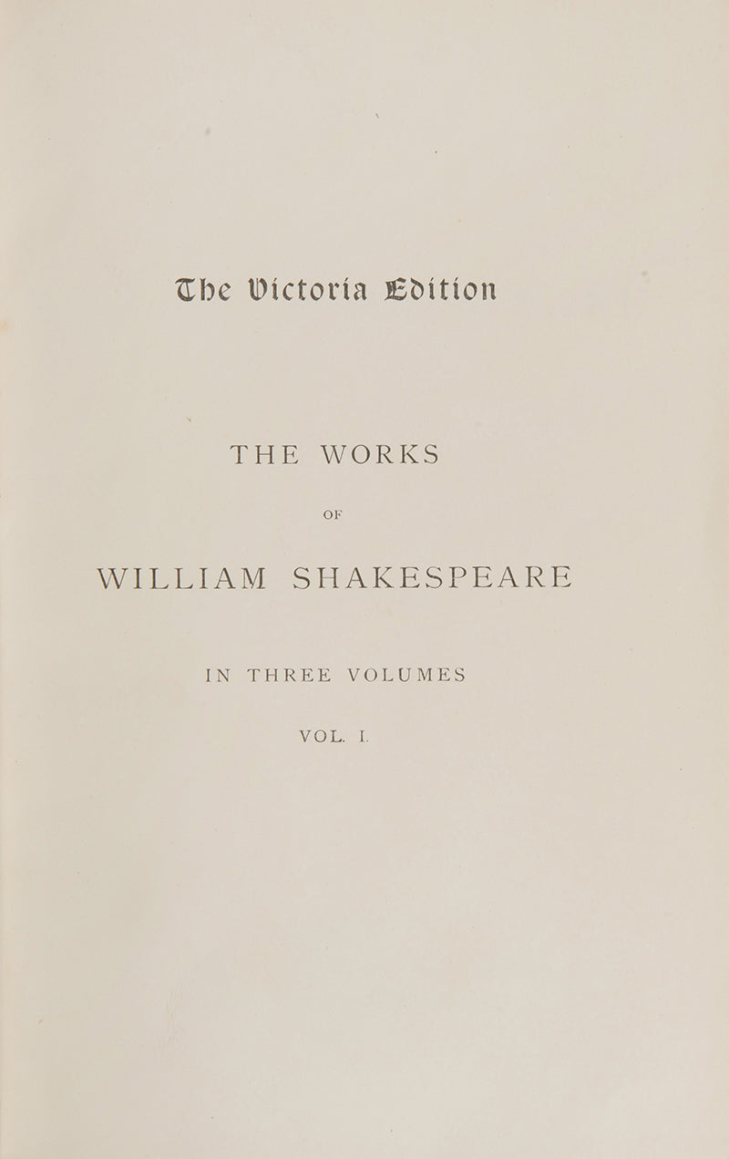 A very handsome set of Shakespeare's complete works in a prize-binding for a former student from Prebandal School.