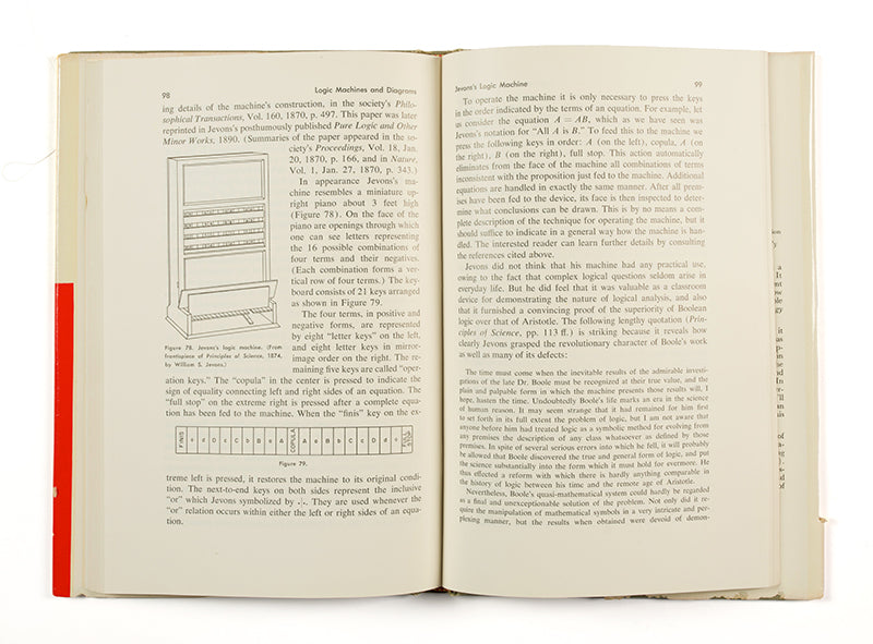 First editon, first printing of Martin Gardner's Logic Machines and Diagrams, on the history devices and diagrams for solving problems in formal logic.