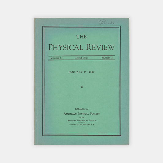First edition of production of Soft Secondaries by Mesotrons by Robert Oppenheimer, a significant early work in particle physics and the path to the discovery of the pion and muon.