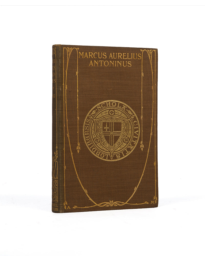 A sweet copy of the meditations of Roman Emperor Marcus Aurelius in the publisher's gilt cloth tooled to Art Nouveau design