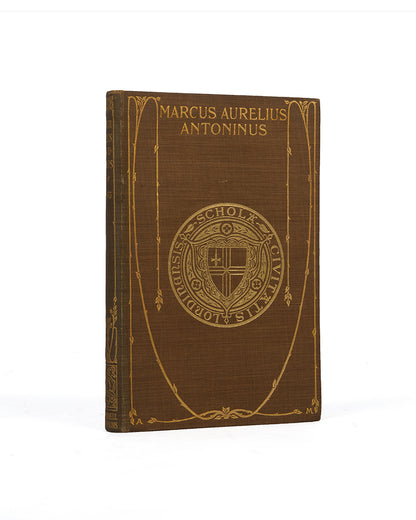 A sweet copy of the meditations of Roman Emperor Marcus Aurelius in the publisher's gilt cloth tooled to Art Nouveau design