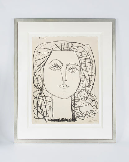 pablo picasso, francoise, 1946, lithograph, signed by the artist and numbered from the edition of 50