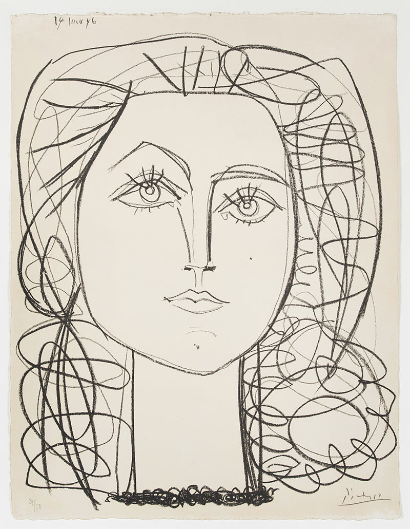 pablo picasso, francoise, 1946, lithograph, signed by the artist and numbered from the edition of 50