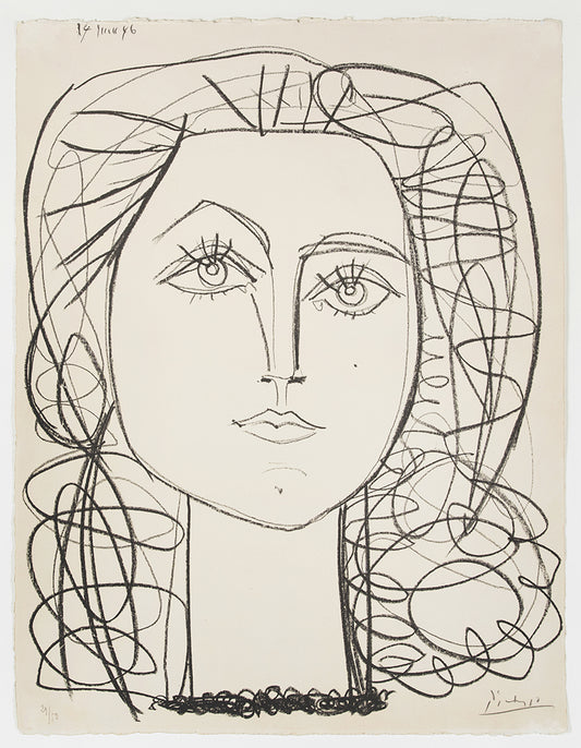 pablo picasso, francoise, 1946, lithograph, signed by the artist and numbered from the edition of 50