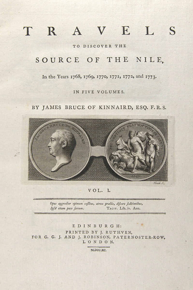 First edition of James Bruce's Travels to Discover the Source of the Nile, a fine set with remarkably clean and bright plates.