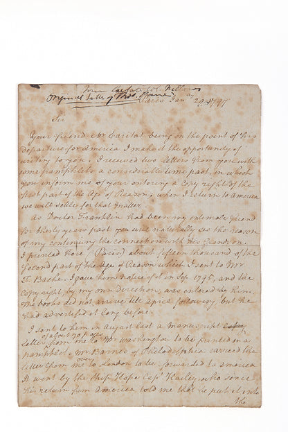 An extraodiairny redsicovered letter from Thomas Paine to Colonel JOhn Fellows reiterating his call that President George Washington 
