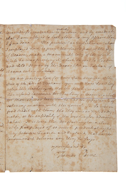 An extraodiairny redsicovered letter from Thomas Paine to Colonel JOhn Fellows reiterating his call that President George Washington 