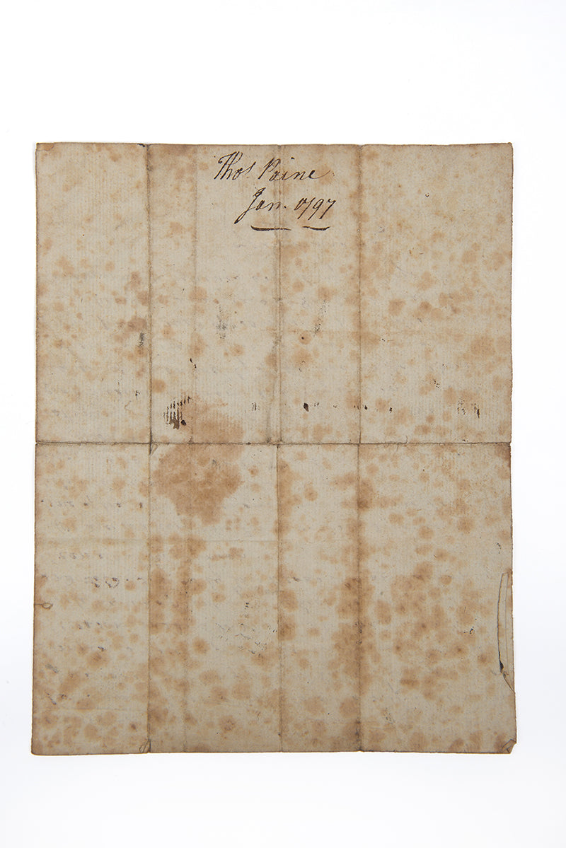 An extraodiairny redsicovered letter from Thomas Paine to Colonel JOhn Fellows reiterating his call that President George Washington 