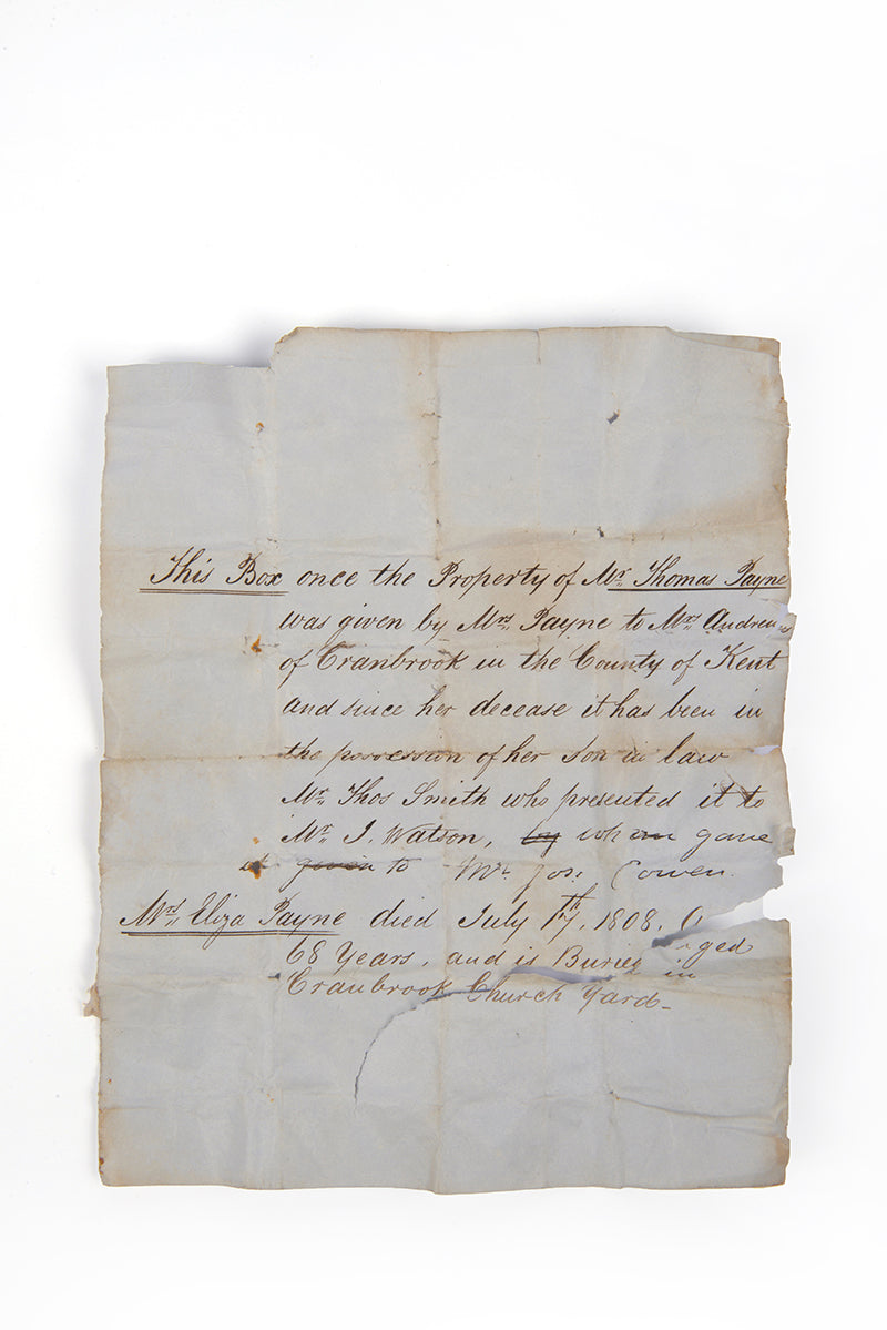 An extraodiairny redsicovered letter from Thomas Paine to Colonel JOhn Fellows reiterating his call that President George Washington 