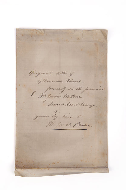 An extraodiairny redsicovered letter from Thomas Paine to Colonel JOhn Fellows reiterating his call that President George Washington 