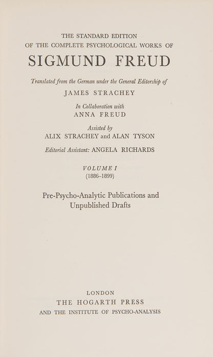 The Complete Psychological Works in Egliohs translation of Sigmund Freud, published by the Hogarth press, all but six of the volumes are first editions, first impressions