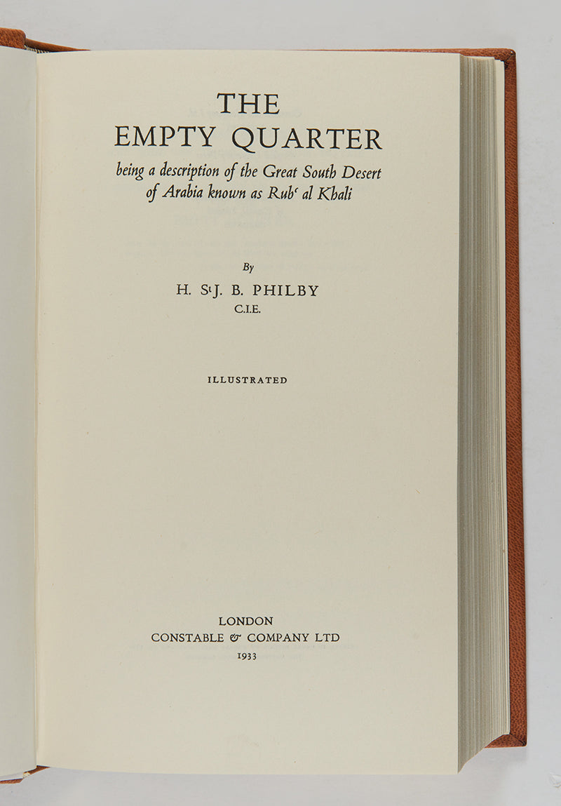 First edition of The Empty Quarter by Harry St. John Philby, charmingly bound.