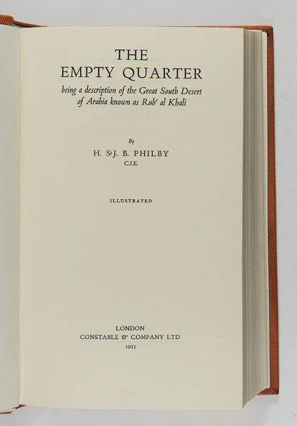 First edition of The Empty Quarter by Harry St. John Philby, charmingly bound.