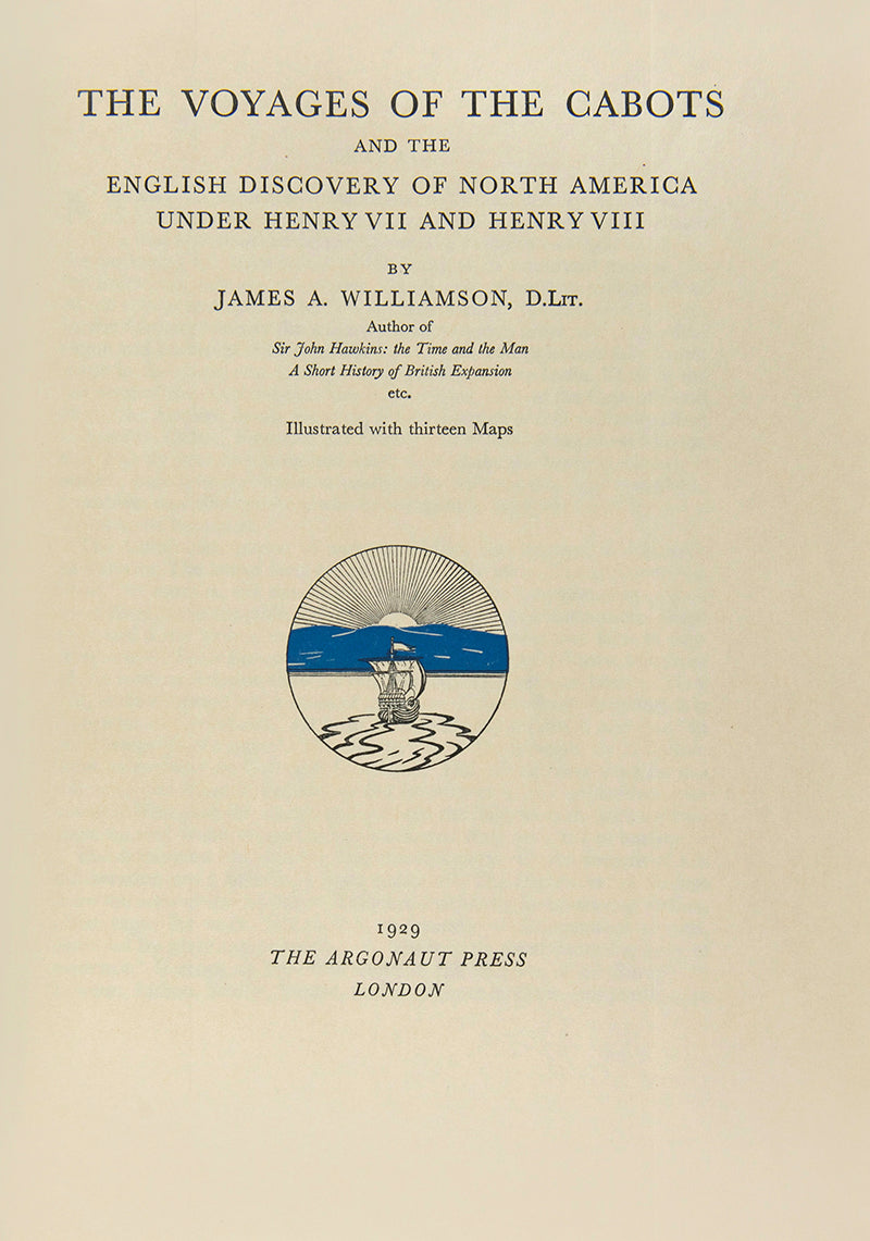 A beautifully printed account of the voyage of John Cabot, the earliest known Euroean exploration of coastal North America (1497) since the Vikings