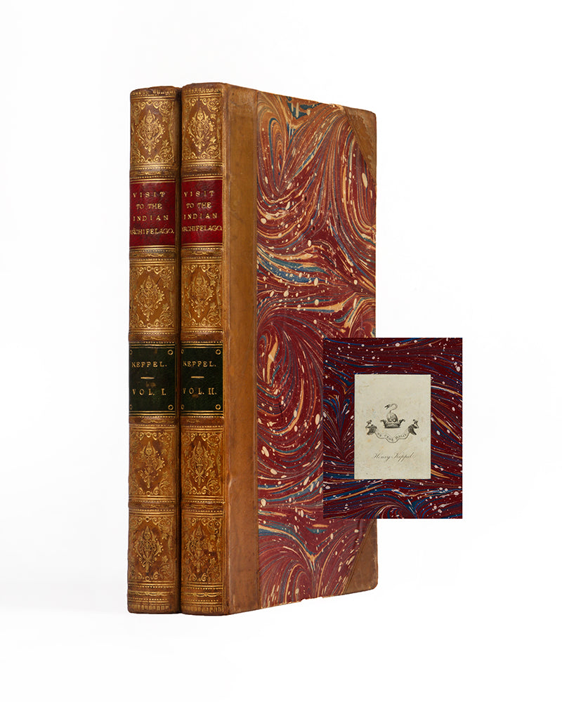 The author's copy, with his bookplate, of A Visit to the Indian Archipelago by Henry Keppel, an important explorer of Borneo, Philippenes and South China Sea.