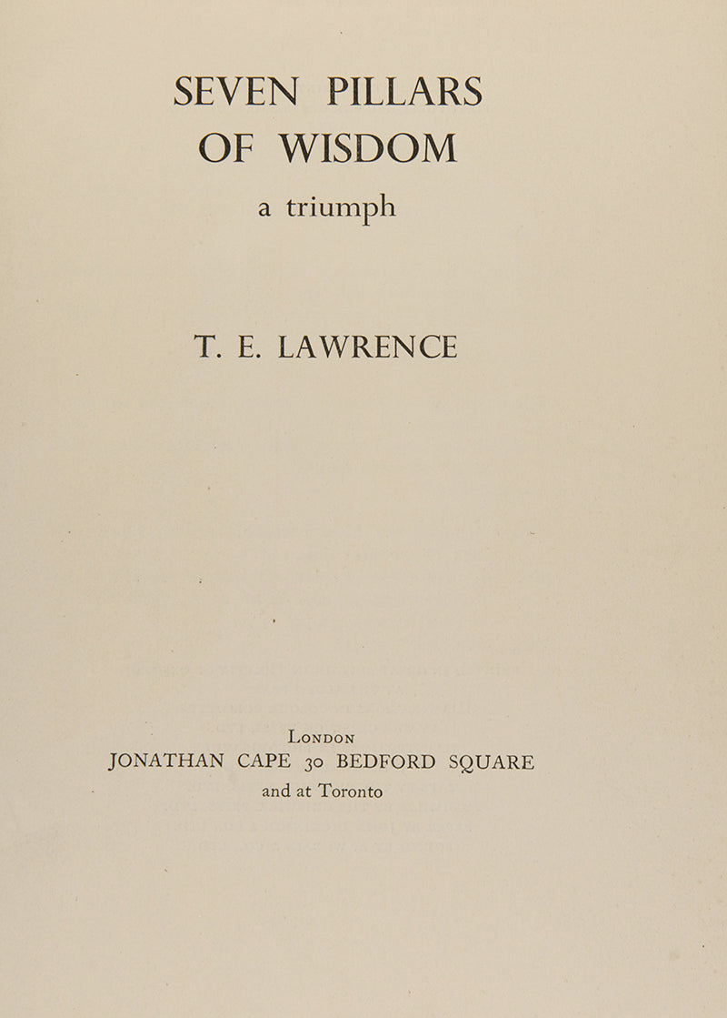 The limited edition of the trade issue of T. E. Lawrence's Seven Pillars of Wisdom, smartly bound.