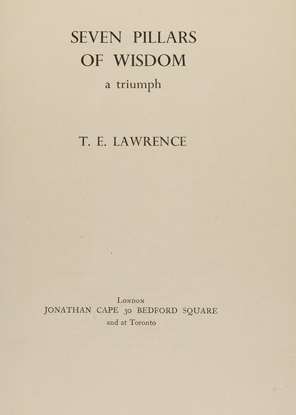 The limited edition of the trade issue of T. E. Lawrence's Seven Pillars of Wisdom, smartly bound.