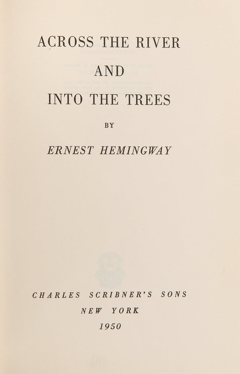 First American edition of Across the River and Into the Trees by Ernest Hemingway.
