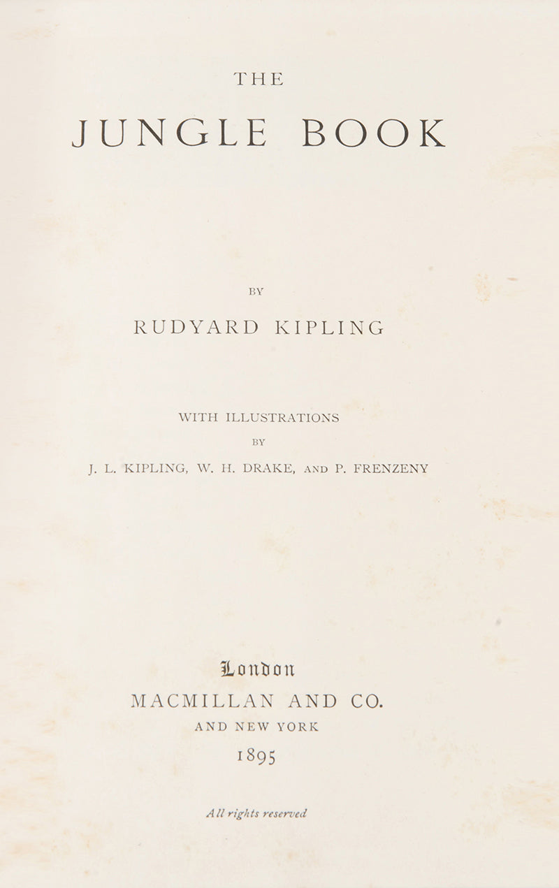 An attractive set of early editions of Kipling's The Jungle Book and The Second Jungle Book, his best known collection of stories.