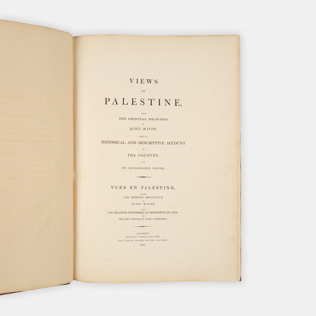 First editionso of Views in Palestine and Views in the Ottoman Empire by Luigi Mayer, often found together, with 48 impressive coloured plates showing the Holy Land and the Ottoman Empire.