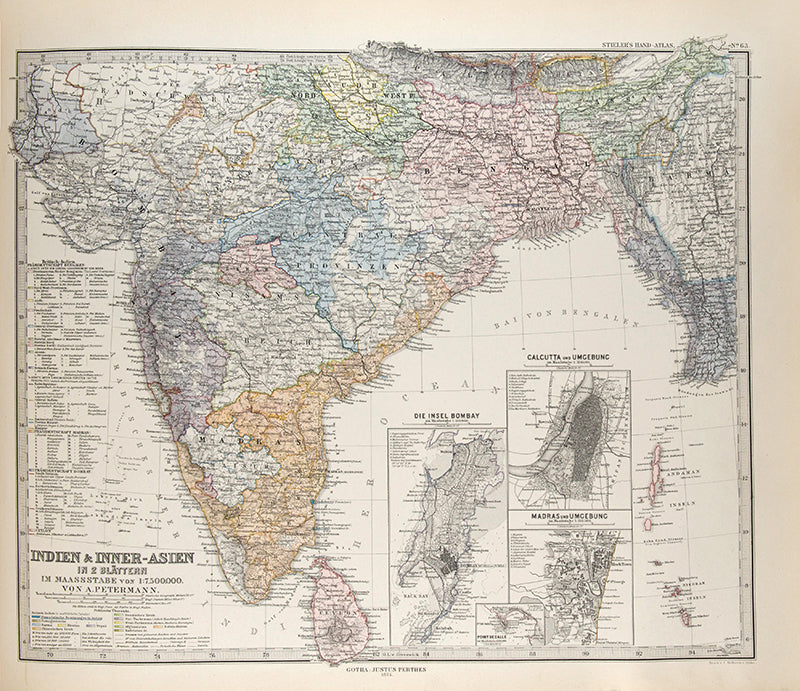 Smart copy of this important Handatlas by Adolf Stieler, the leading German atlas of its day.