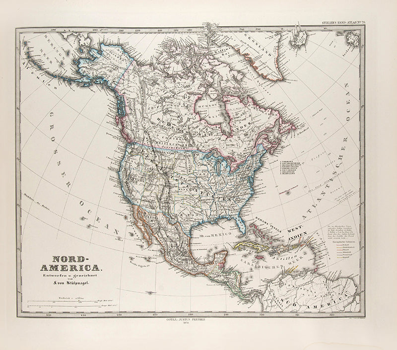 Smart copy of this important Handatlas by Adolf Stieler, the leading German atlas of its day.