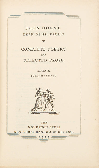 Nonesuch Press limited edition of Complete Poetry and Selected Prose by John Donne.
