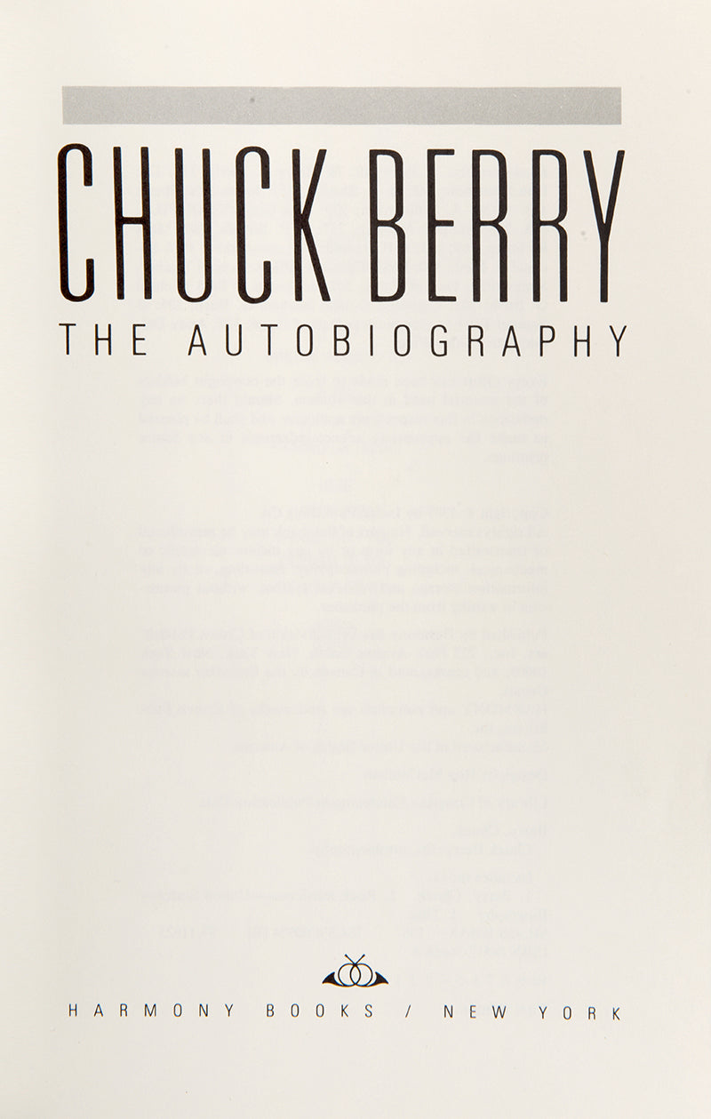 First edition of The Autobiography by Chuck Berry, inscribed by the author on the dustjacket.