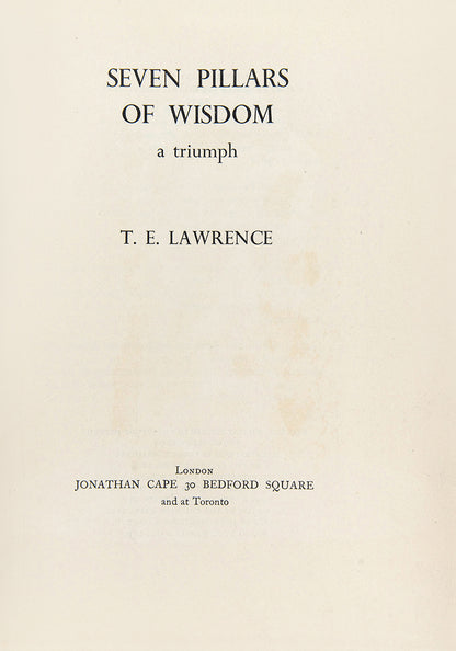 T. E. Lawrence, Seven Pillars of Wisdom, subtitled 'A triumph', its climax is the Arab liberation of Damascus, a victory that successfully concludes a gruelling campaign