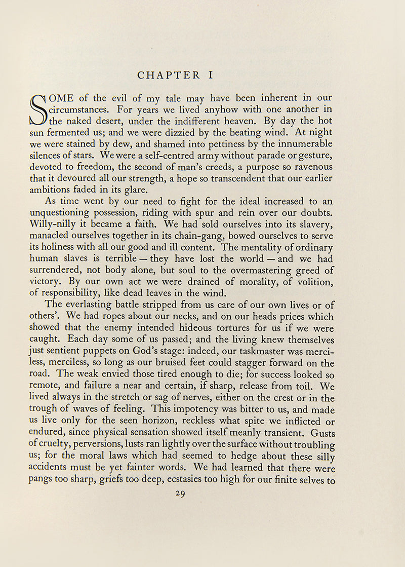 T. E. Lawrence, Seven Pillars of Wisdom, subtitled 'A triumph', its climax is the Arab liberation of Damascus, a victory that successfully concludes a gruelling campaign