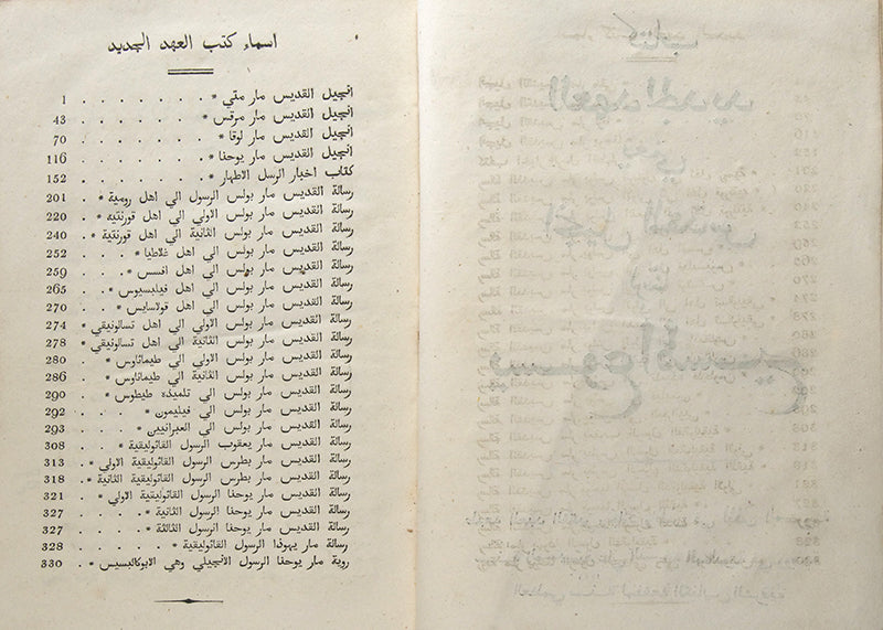 Bible in Arabic printed in London by Richard Watts, containing the text to the New Testament with the Arabic printed in 1820.