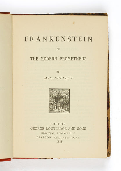 A scarce late 19th century Routledge pocket edition of Mary Shelley's seminal Gothic masterpiece, first published in this format and binding in 1883.