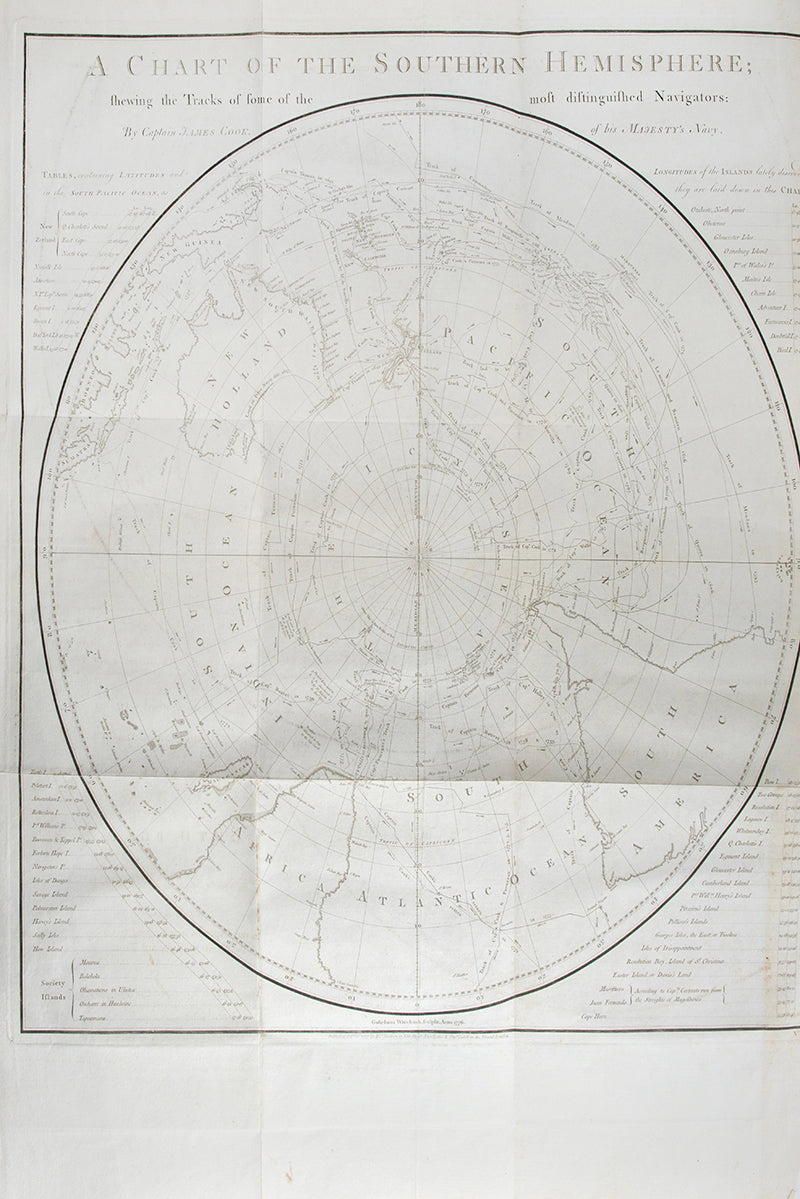First edition of Cook's A Voyage towards the South Pole, the first to cross the Antarctic Circle, in the rare original boards and the maps and plates uncut.