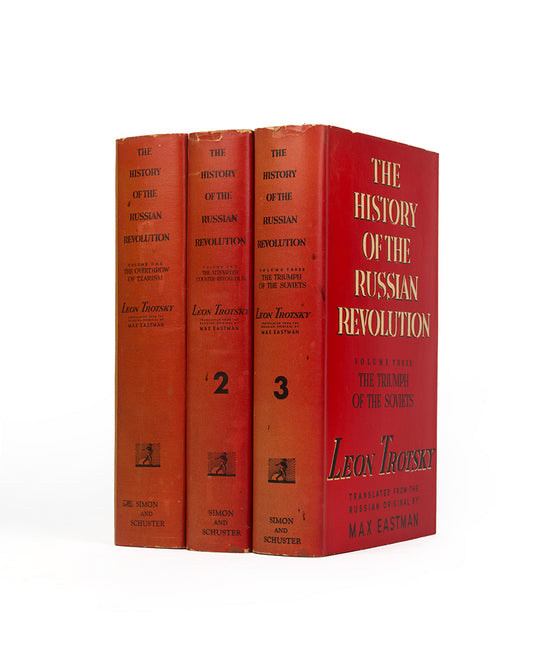 The first edition in English of Leon Trotsky's History of the Russian Revolution, very rare in the original red typographic dustjackets