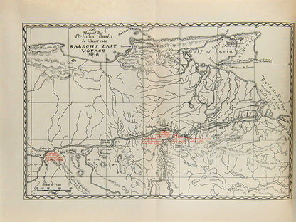 Beatifully printed Argonaut Press edition of Ralegh's Last Voyage, a collection of translations and reprinted tracts piecing together Sir Walter Raleigh's last voyage to Venezuela.