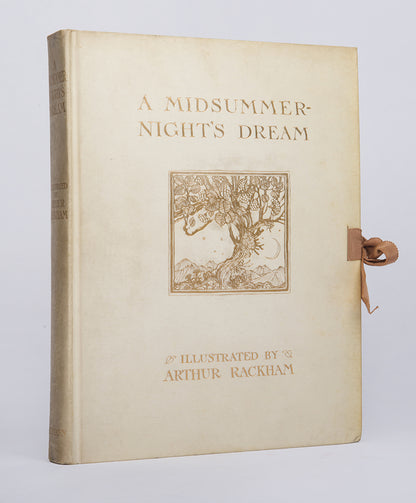 The first Arthur Rackham deluxe edition of this publication of Shakespeare's A Midsummer Night's Dream published in London in 1908, colour illustrated
