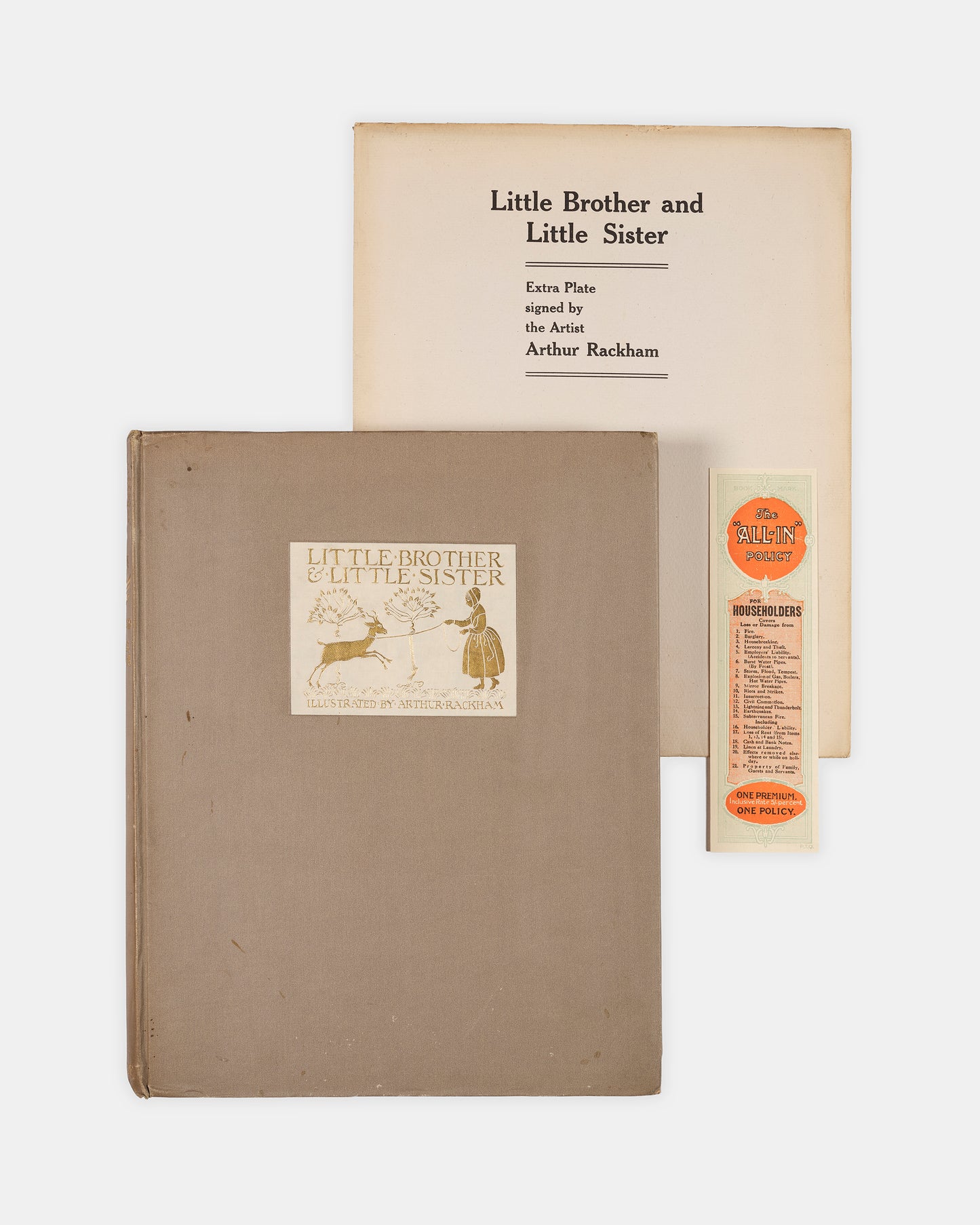 A limited edition of Little Brother & Little Sister and other Tales by The Brothers Grimm, signed by artist Arthur Rackham, with the loose  plate not in trade edition