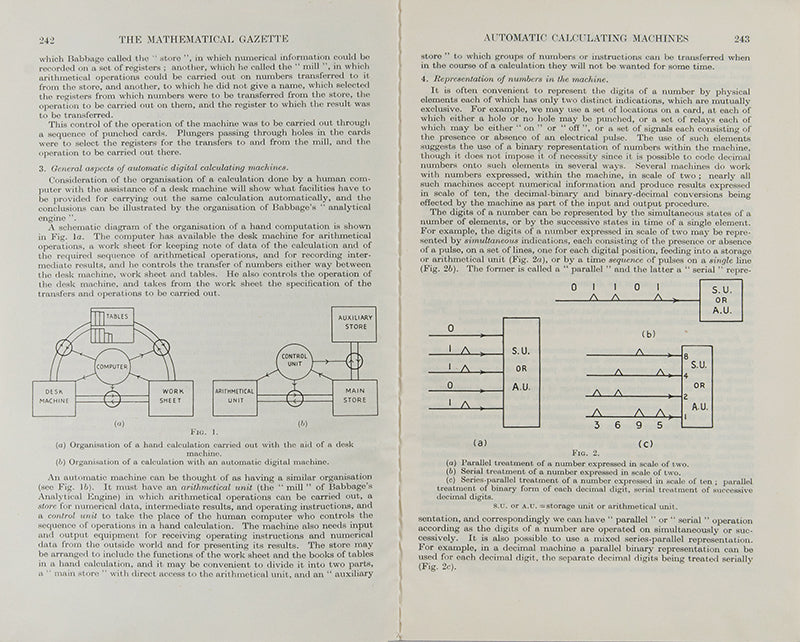 The uncommon offprint of Douglas Hartree's overview of the history and design of automatics calculating machines, including the  Analytical Engine, the Harvard Mark I, and EDSAC.