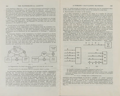 The uncommon offprint of Douglas Hartree's overview of the history and design of automatics calculating machines, including the  Analytical Engine, the Harvard Mark I, and EDSAC.