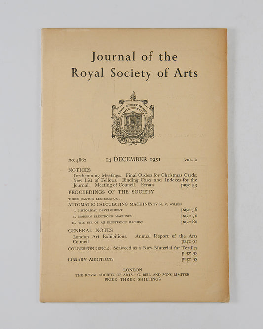 First edition of the three-part Cantor Lectures on Automatic Calculating Machines presented by computer pioneer Maurice Wilkes in November 1951.
