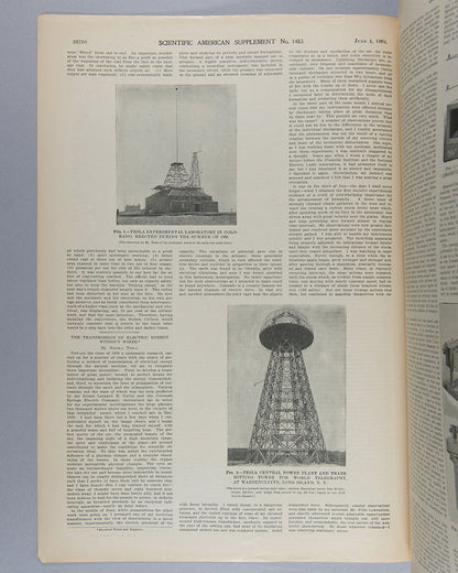 A fine and rare example of an early popular article by Nikola Tesla on the wireless transmission of electricity, published in Scientific American in 1904.