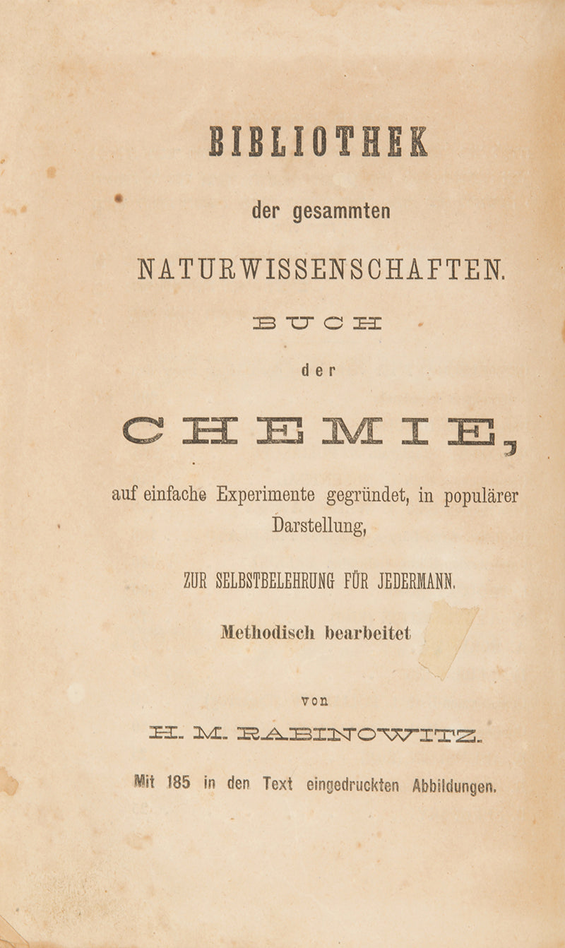 First edition of Zvi Hirsch ben Meir HaKohen Rabinowitz's scientific work on chemistry.
