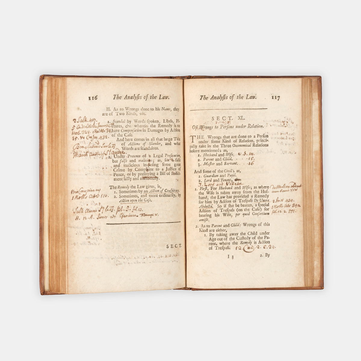 The first edition of Sir Matthew Hale's posthumously published Analysis of the Law, with extensive manuscript annotations by the barrister Maurice Johnson