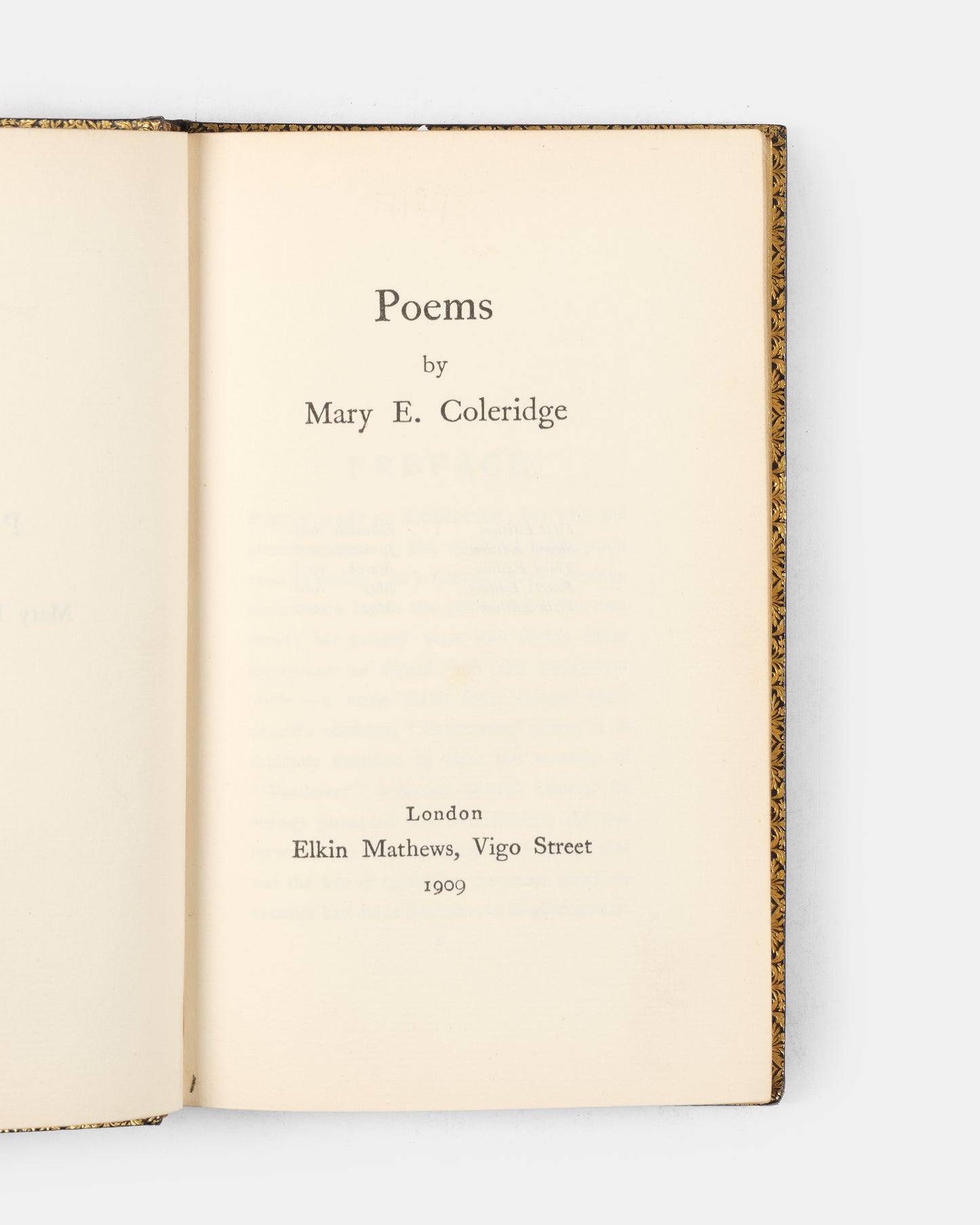 A lovely edition of the poems of Mary E. Coleridge bound in navy morocco with few signs of wear in 1909.