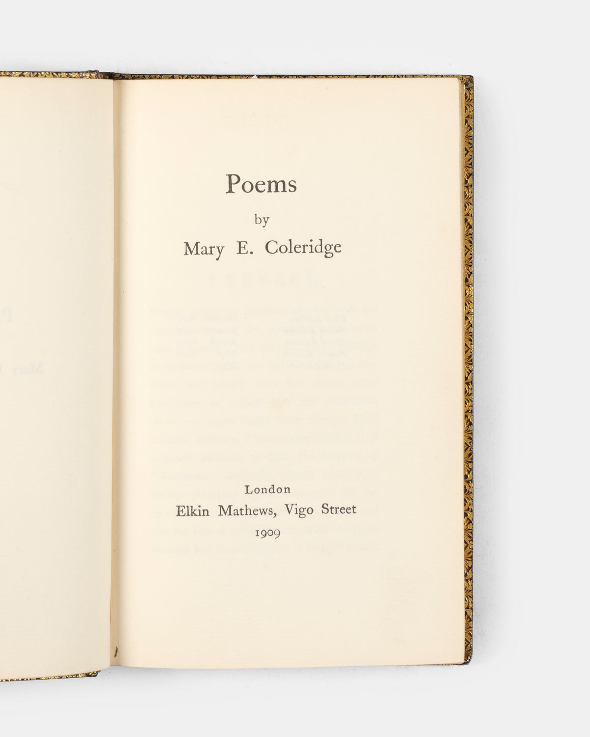 A lovely edition of the poems of Mary E. Coleridge bound in navy morocco with few signs of wear in 1909.