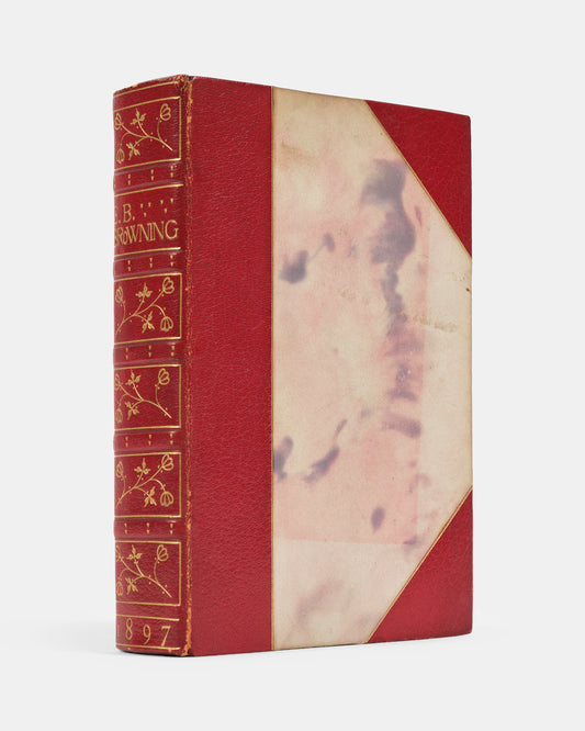 A copy of the first complete edition of Elizabeth Barrett Browning's poetry bound by Bickers & Son in 1897.