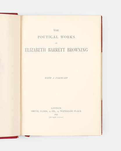 A copy of the first complete edition of Elizabeth Barrett Browning's poetry bound by Bickers & Son in 1897.