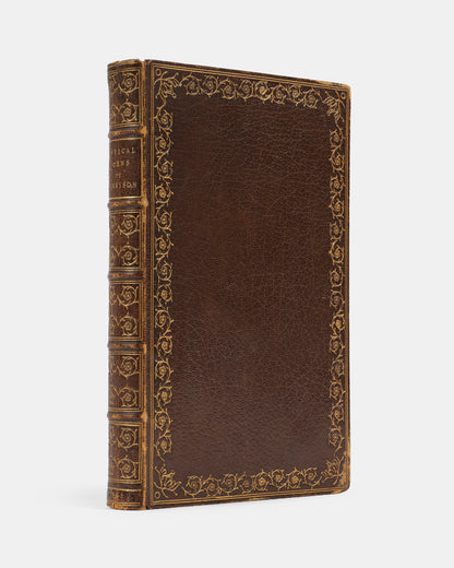 A fine edition of Lyrical Poems by Lord Tennyson bound in brown morocco in 1885.