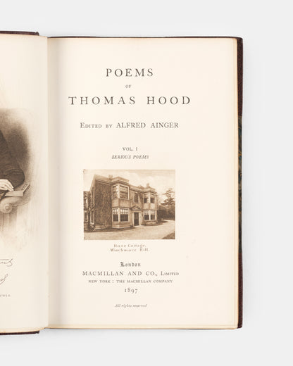 Both volumes of Thomas Hood's Serious and Comic Poems bound in half brown morocco in 1897.